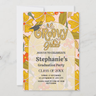 Invitación ¡Celebra con estilo! Graduación de Groovy Boho