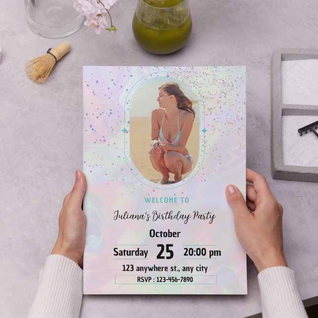 Invitación ¡Celebra con estilo! Pastel Modern para Chicas (Celebrate in Style! Pastel Modern for Girls Invitation)