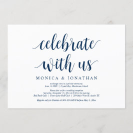 Invitación Celebra con nosotros, Azul Marino, Huida de Novios