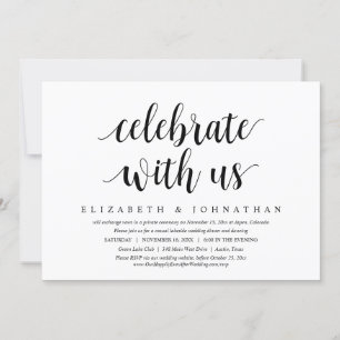 Invitación Celebra con nosotros, Boda Elopement Dinner