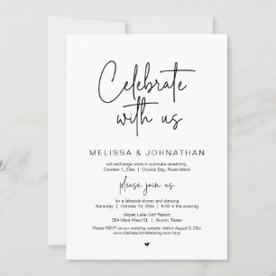 Invitación Celebra con nosotros, Boda Elopement Dinner