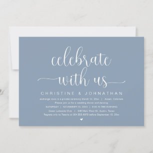 Invitación Celebra con nosotros, Boda Elopement Dinner Fiesta
