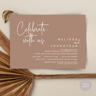 Invitación Celebra con nosotros, Boda Elopement Dinner Fiesta