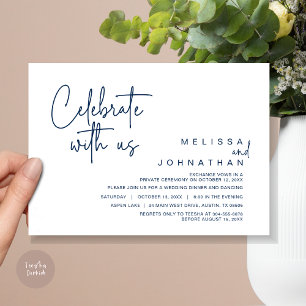 Invitación Celebra con nosotros, Boda Elopement Dinner Fiesta