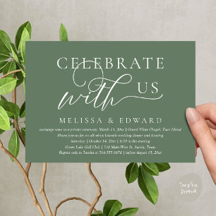 Invitación Celebra con nosotros, Boda Elopement Dinner Fiesta