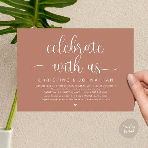 Invitación Celebra con nosotros, Boda Elopement Dinner Fiesta