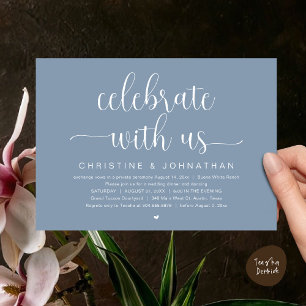 Invitación Celebra con nosotros, Boda Elopement Dinner Fiesta