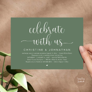 Invitación Celebra con nosotros, Boda Elopement Dinner Fiesta