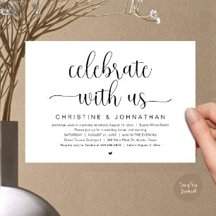 Invitación Celebra con nosotros, Boda Elopement Dinner Fiesta