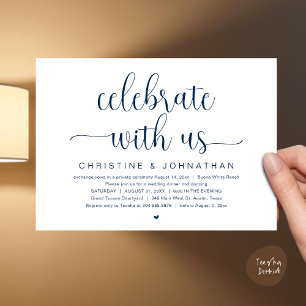Invitación Celebra con nosotros, Boda Elopement Dinner Fiesta
