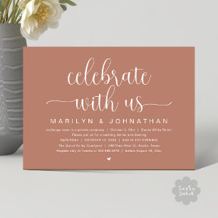 Invitación Celebra con nosotros, Boda Elopement Dinner Fiesta