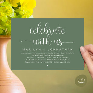 Invitación Celebra con nosotros, Boda Elopement Dinner Fiesta