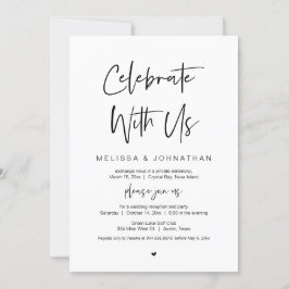 Invitación Celebra con nosotros, Boda Elopement Fiesta