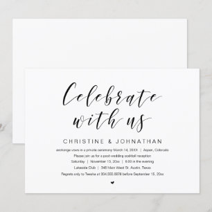 Invitación Celebra con nosotros, Boda Elopement Fiesta