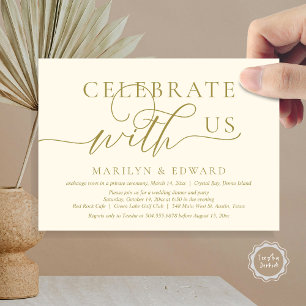 Invitación Celebra con nosotros, Boda Elopement Fiesta