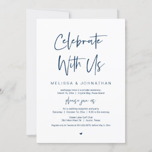 Invitación Celebra con nosotros, Boda Elopement Fiesta