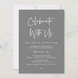 Invitación Celebra con nosotros, Boda Elopement Fiesta, Gray