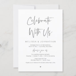 Invitación Celebra con nosotros, Boda Elopement Fiesta, Gray