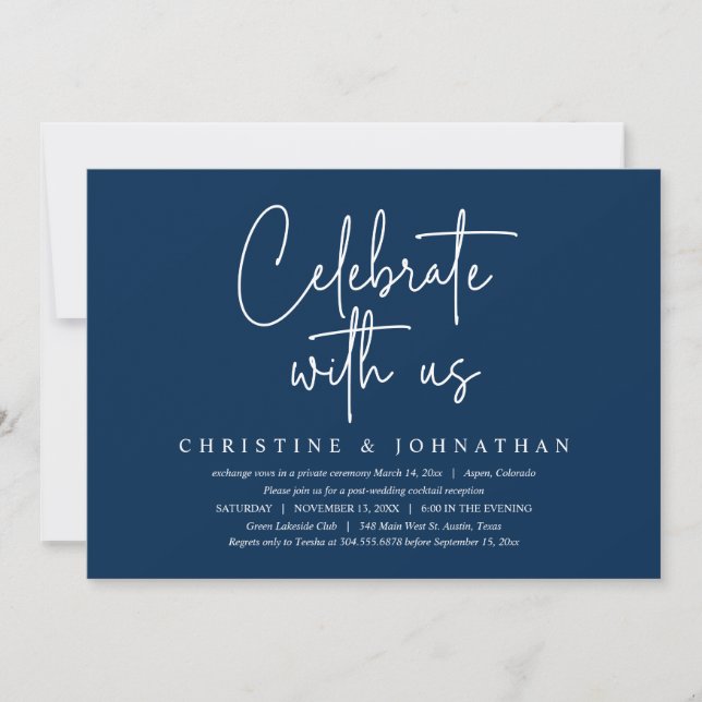 Invitación Celebra con nosotros, Boda Elopement Fiesta, Marin (Anverso)