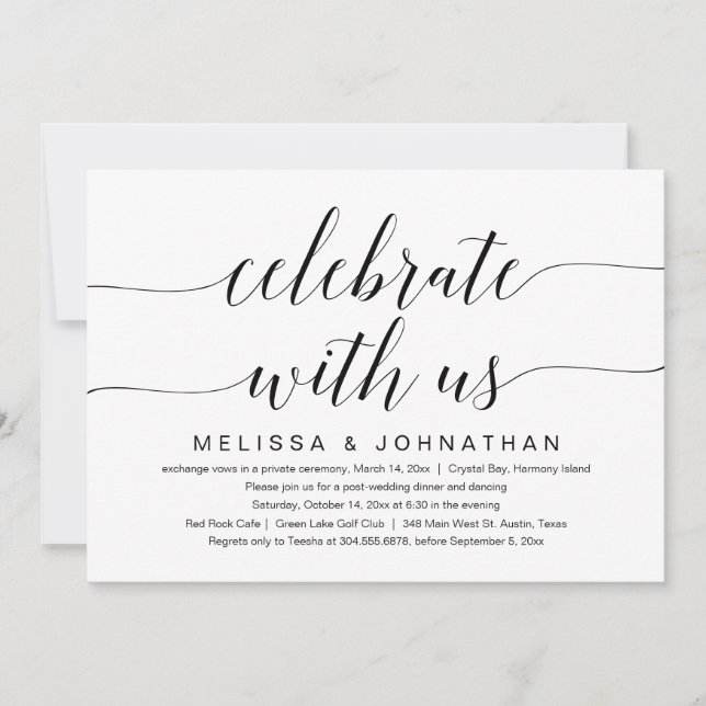 Invitación Celebra con nosotros, Boda Elopement Invitation (Anverso)