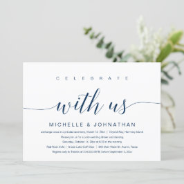 Invitación Celebra con nosotros, Boda Elopement, Navy Blue