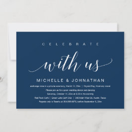 Invitación Celebra con nosotros, Boda Elopement, Navy Blue In