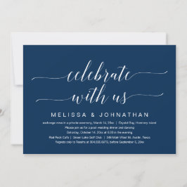 Invitación Celebra con nosotros, Boda Elopement, Navy Blue In