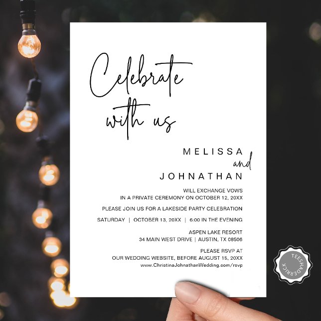 Invitación Celebra con nosotros, Boda Fiesta Elopement Invita (Celebrate with us, Wedding Elopement Dinner Party Invitation, Digital Downloadable)