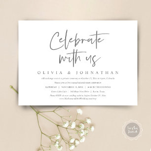 Invitación Celebra con nosotros, Boda informal y fiesta de es