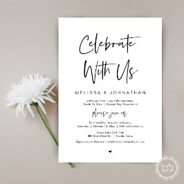 Invitación Celebra con nosotros, Boda íntima, Negra