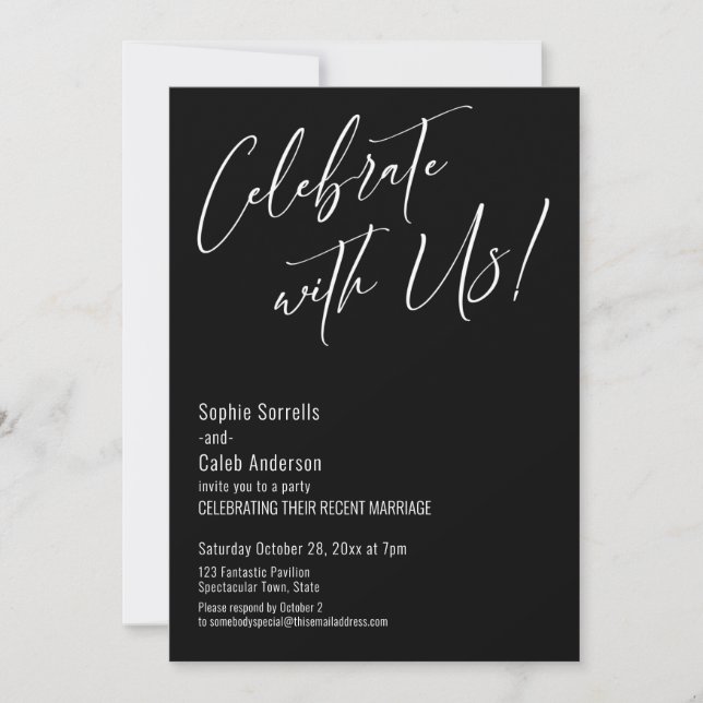 Invitación ¡Celebra con Nosotros! Boda Moderna y Elegante (Anverso)