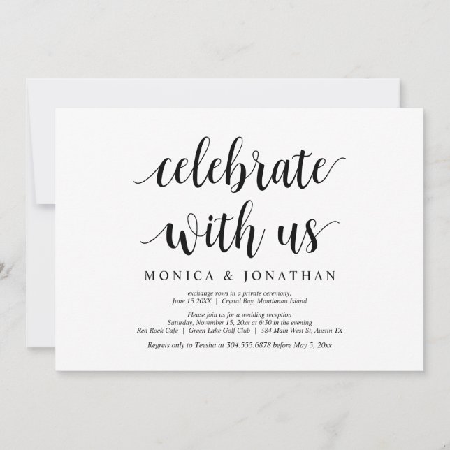 Invitación Celebra con nosotros, Boda Rústica Moderna (Anverso)