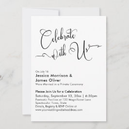 Invitación Celebra con Nosotros Caligrafía Elegante Blanco Ne