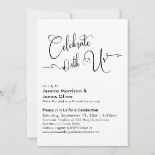 Invitación Celebra con Nosotros Caligrafía Elegante Blanco Ne