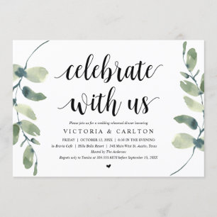 Invitación Celebra con nosotros, Cena de Ensayo de Boda