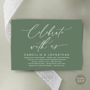 Invitación Celebra con nosotros, cena de fiesta de boda román