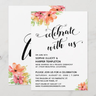 Invitación Celebra con Nosotros Corazones Guión Florales Rubo
