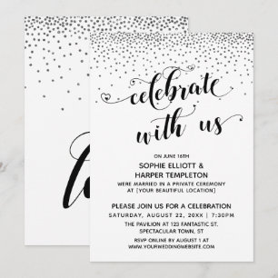 Invitación Celebra con Nosotros Corazones Letra Confeti Plate
