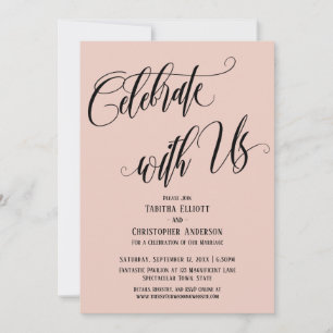 Invitación Celebra con Nosotros Elaborado Script Rosa Rubor