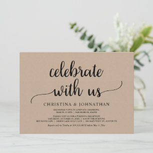 Invitación Celebra con nosotros, Elopement marrón kraft