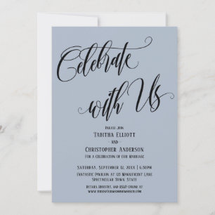 Invitación Celebra con Nosotros Escritura Elaborada Azul Polv