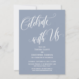 Invitación Celebra con Nosotros Escritura Elaborada Azul Polv