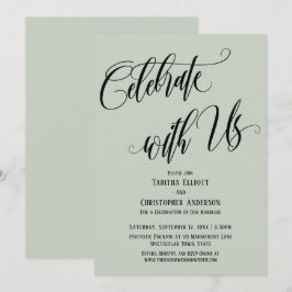 Invitación Celebra con Nosotros Escritura Elaborada Verde Sal