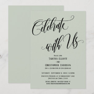 Invitación Celebra con Nosotros Escritura Elaborada Verde Sal