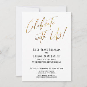Invitación ¡Celebra con Nosotros! Fiesta de Boda Elegante Dor