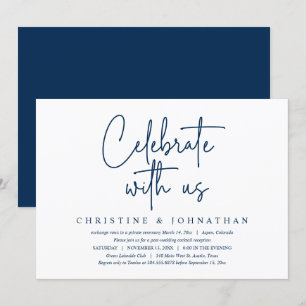 Invitación Celebra con nosotros, Fiesta de Boda Fugaz, Azul M