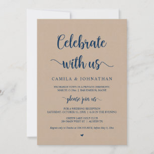 Invitación Celebra con nosotros, Fiesta de Boda Fugaz Rustica