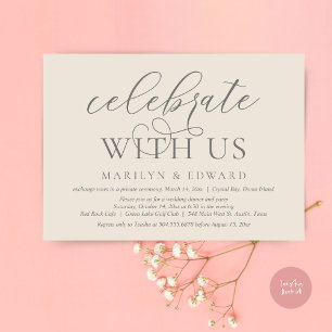 Invitación Celebra con nosotros, Fiesta de Boda Intima