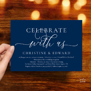 Invitación Celebra con nosotros, fiesta de boda íntima y eleg