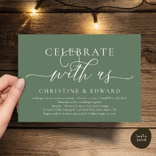 Invitación Celebra con nosotros, fiesta de boda íntima y eleg